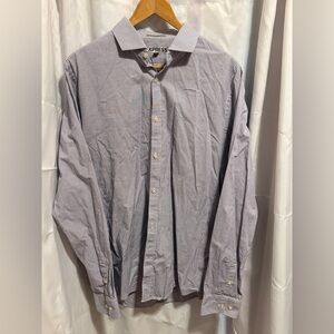 Express Men's Blue and White Gingham Shirt